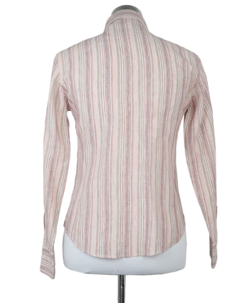 Loro Piana Pink & Red Stripes Linen Shirt 2