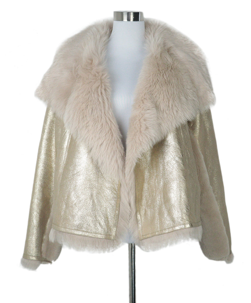 Lou Andrea Gold Shearling Coat 1