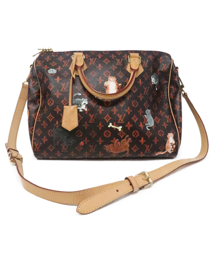 Louis Vuitton Brown & Orange Catogram Speedy Bandouliere Satchel 