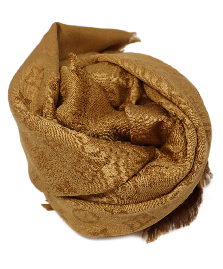 Louis Vuitton Tobacco Brown Silk & Cashmere Shawl 