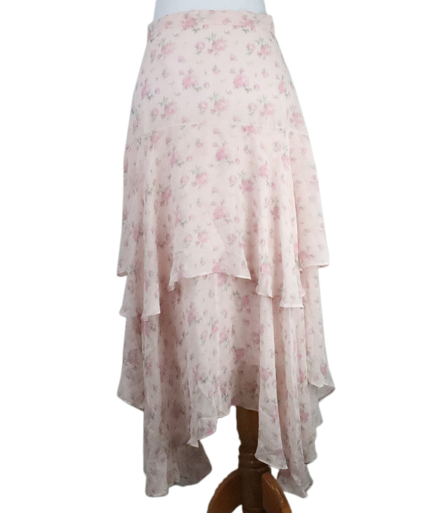 LoveShackFancy Pink Floral Ruffle Skirt 