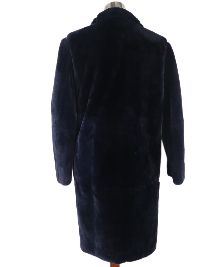 Maison Ullens Navy Sheared Fur & Leather Coat 2