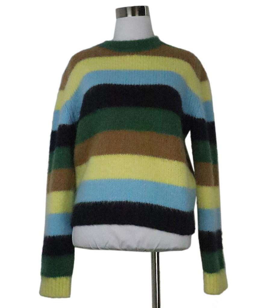 Maje Green & Blue Striped Wool Sweater 