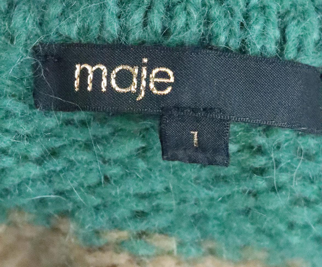 Maje Green & Blue Striped Wool Sweater 3