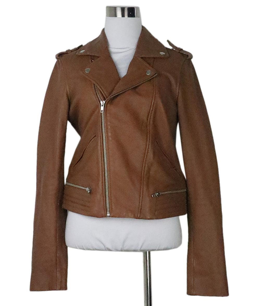 Maje Mocha Leather Jacket 