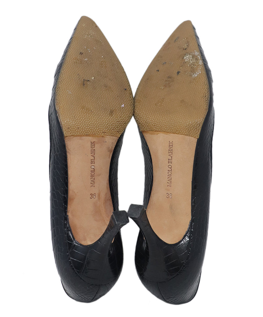 Manolo Blahnik Black Crocodile Heels 4