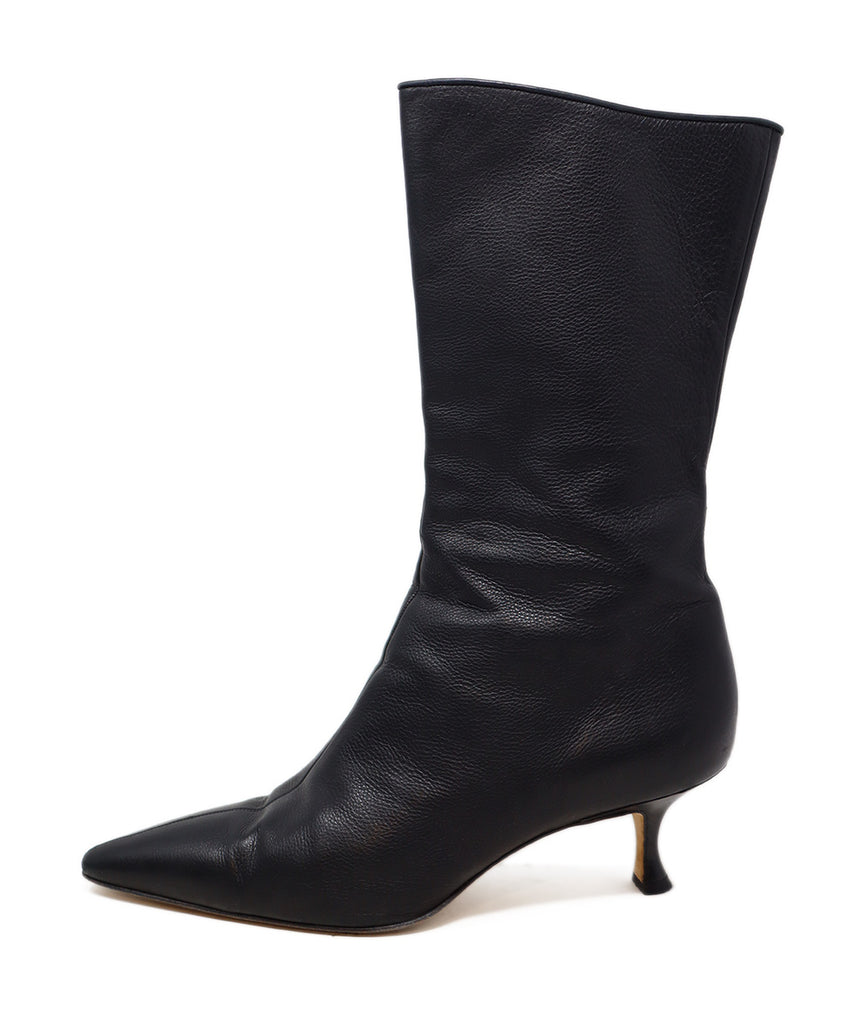 Manolo Blahnik Black Leather Booties 1