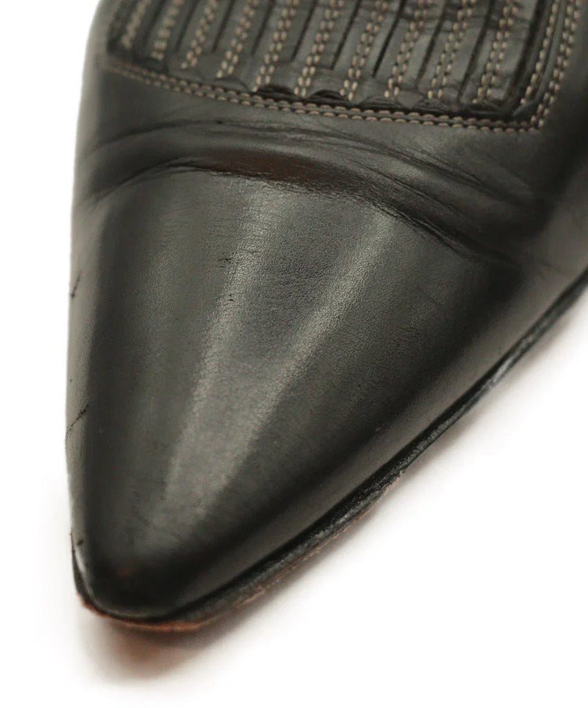 Manolo Blahnik Black Leather Stitched Heels sz 7 l Michael's