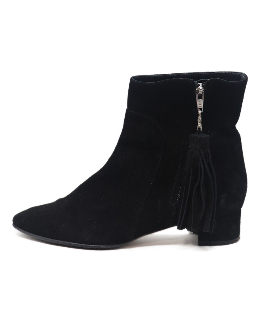 Manolo Blahnik Black Suede Tassel Booties 1