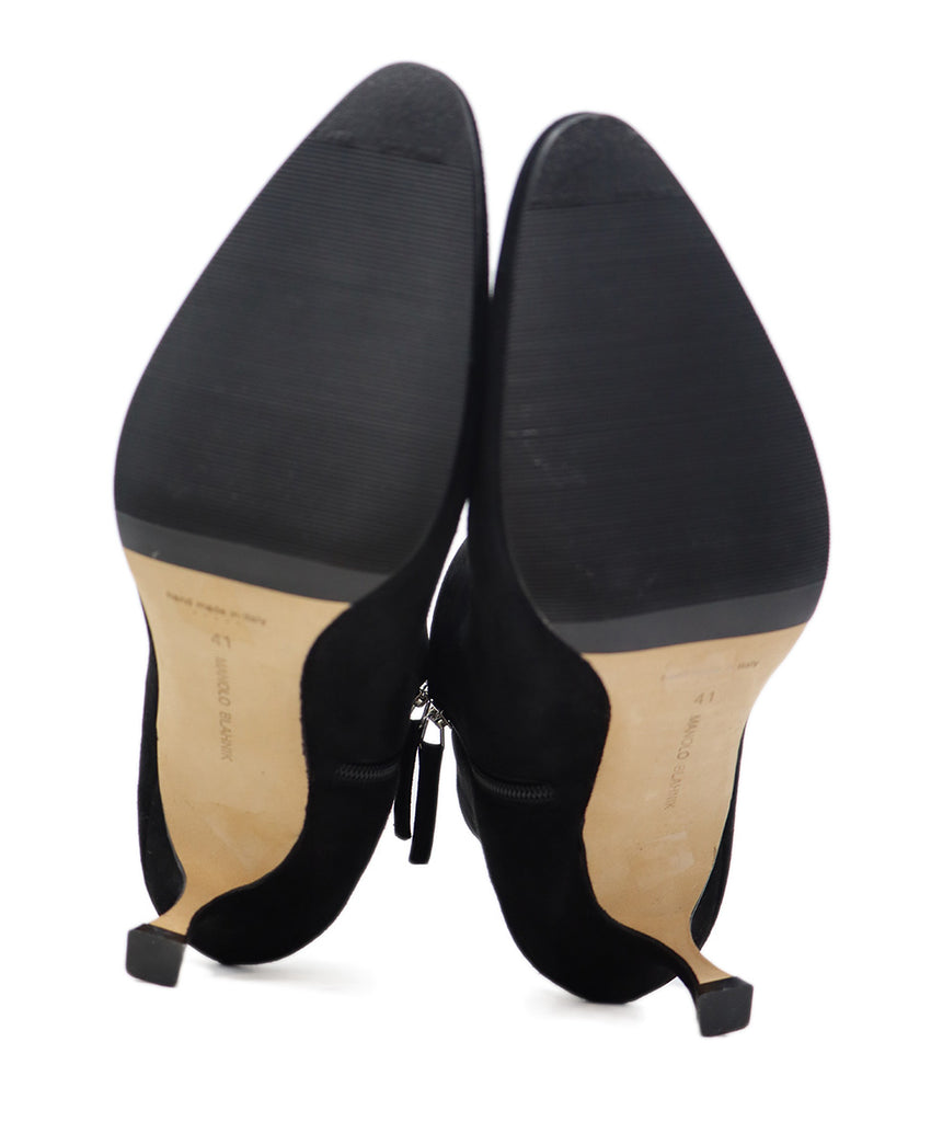 Manolo Blahnik Black Suede Booties 4