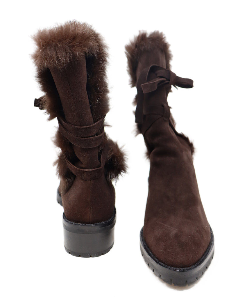 Manolo Blahnik Brown Suede & Fur Boots 2