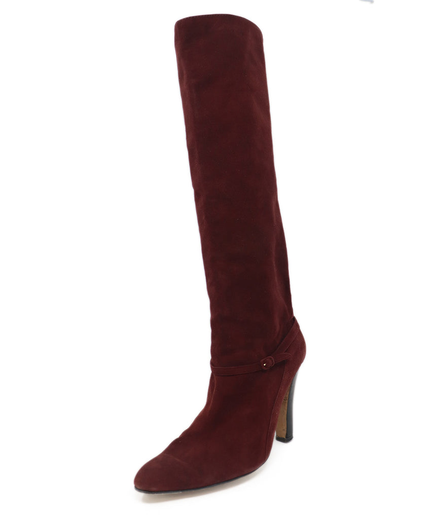 Manolo Blahnik Burgundy Suede Boots 