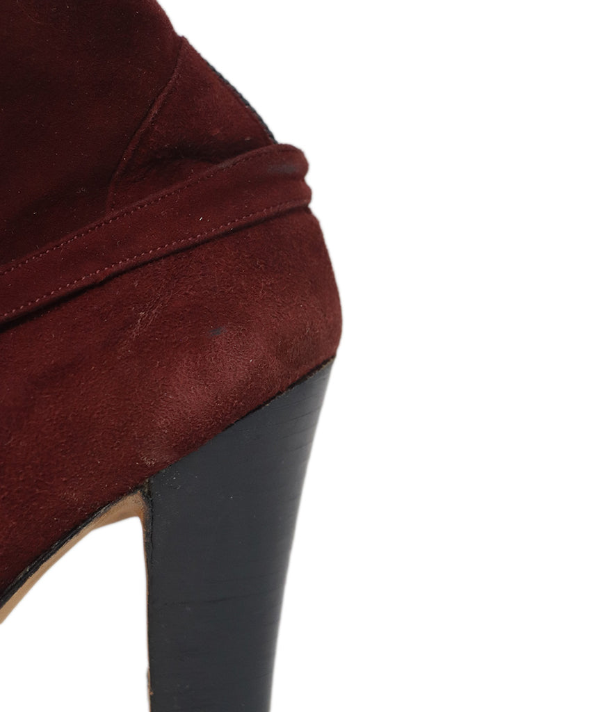 Manolo Blahnik Burgundy Suede Boots 7