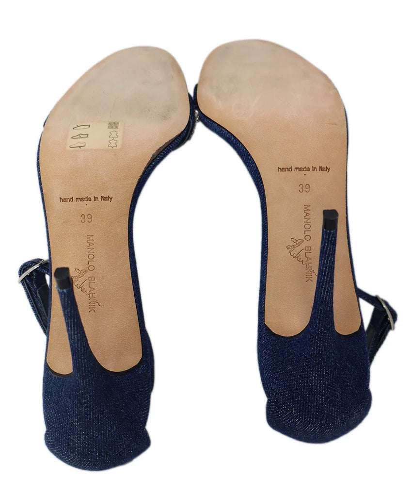 Manolo Blahnik Blue Denim Rhinestone Shoes sz 9 l Michael's Luxury