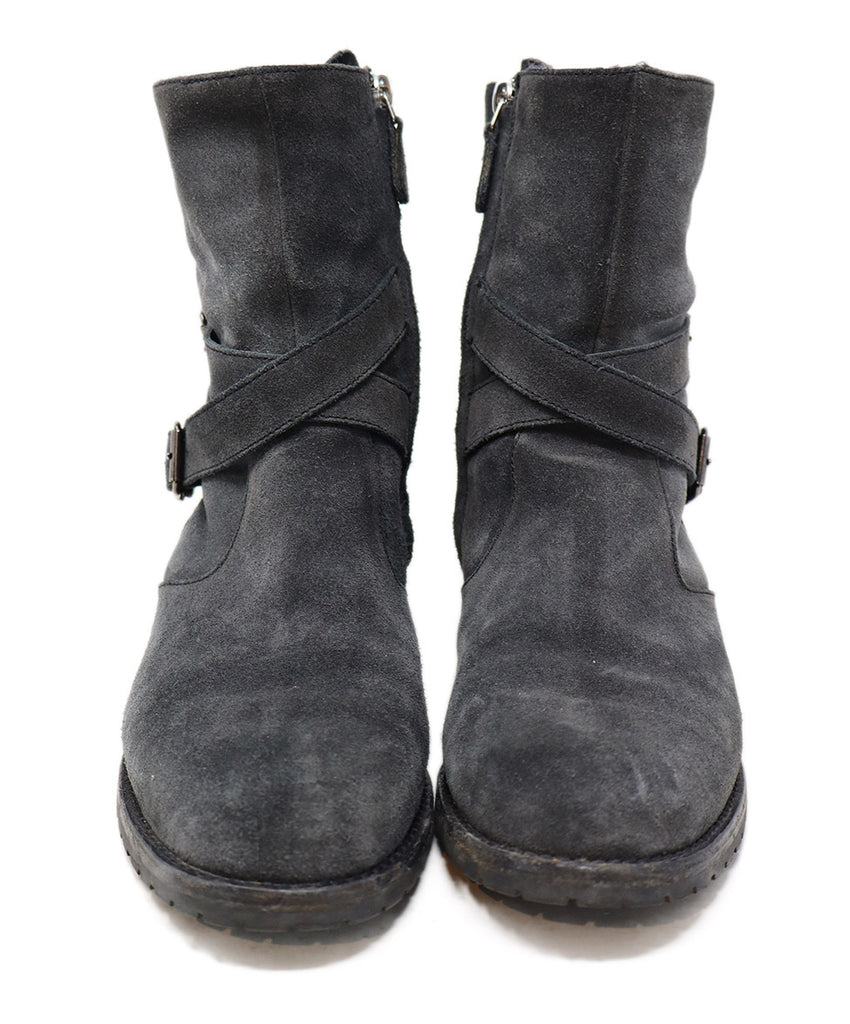 Manolo Blahnik Grey Suede Shearling Buckle Boots 3