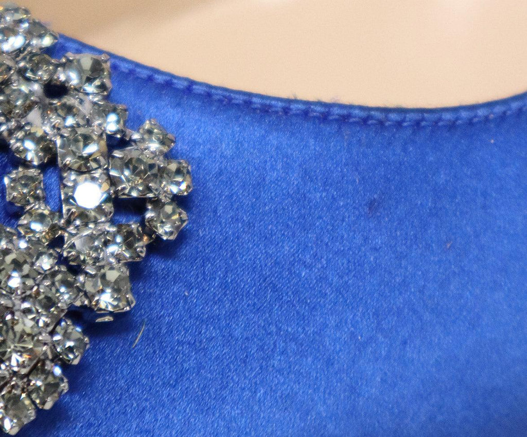 Manolo Blahnik Blue Satin Rhinestone Heels 5