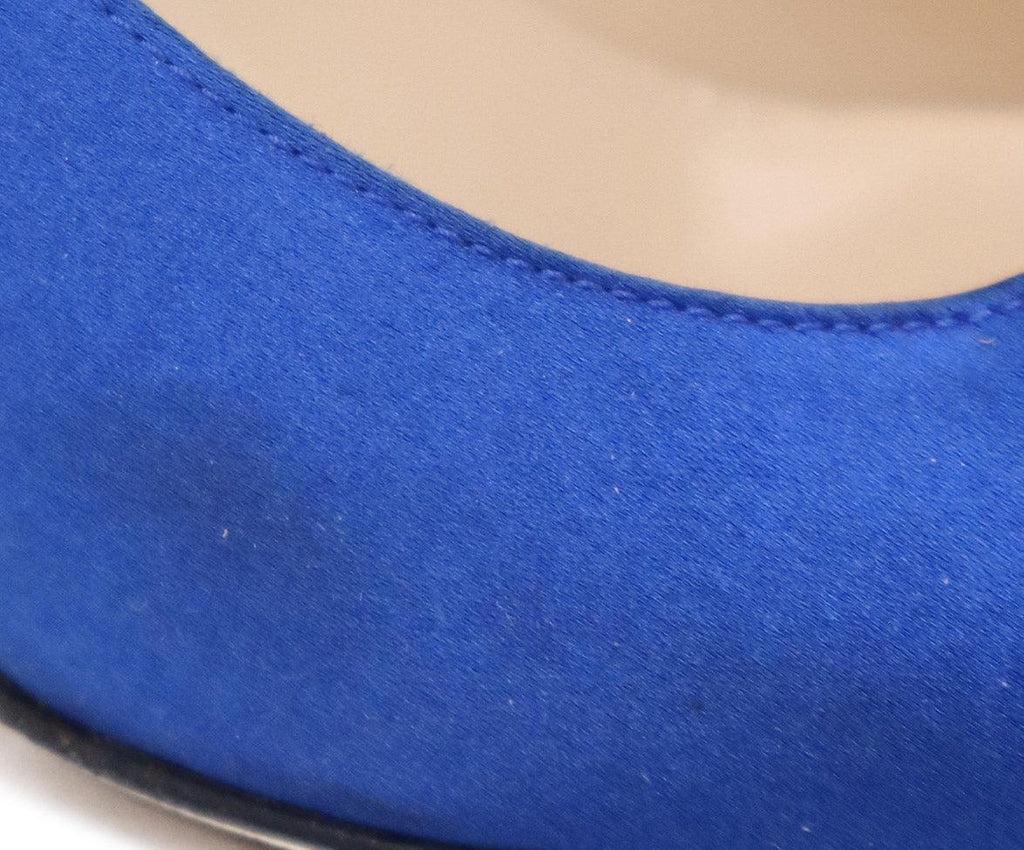 Manolo Blahnik Blue Satin Rhinestone Heels 6