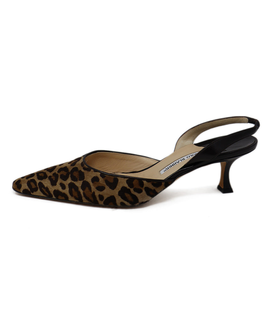 Manolo Blahnik Leopard Fur Slingbacks 1