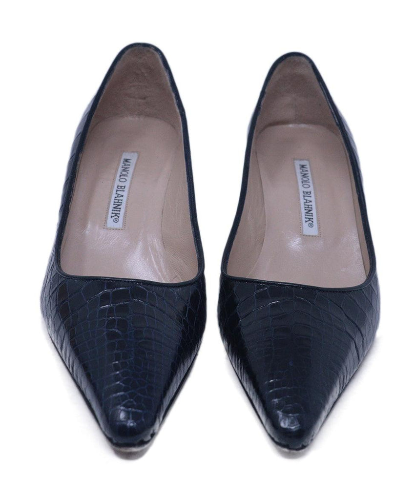 Manolo Blahnik Navy Alligator Heels 3