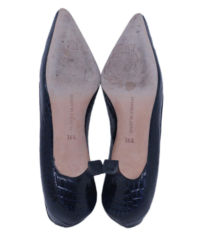 Manolo Blahnik Navy Alligator Heels 4