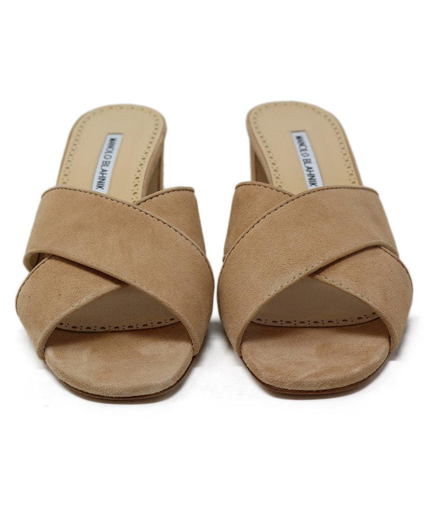 Manolo Blahnik Neutral Suede Slides 3