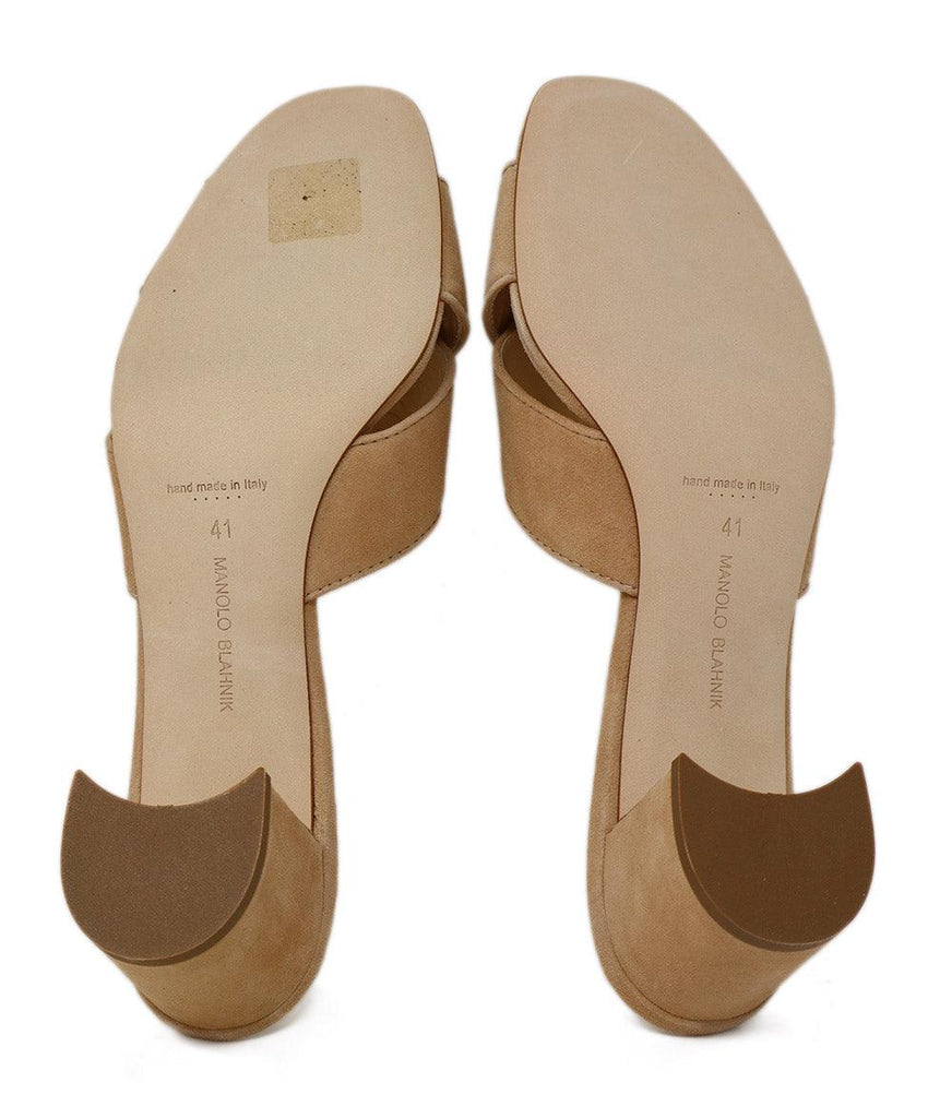 Manolo Blahnik Neutral Suede Slides 4