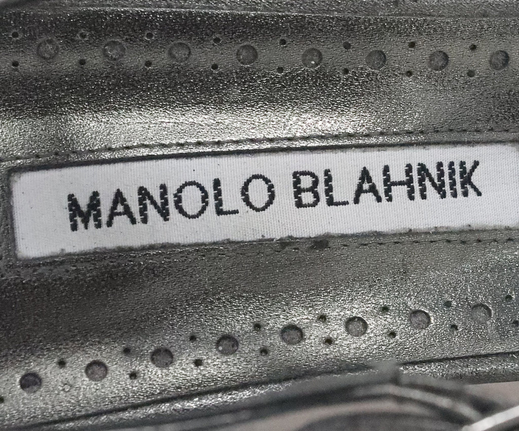 Manolo Blahnik Metallic Pewter Leather Heels 5