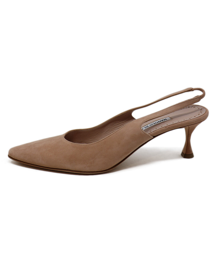 Manolo Blahnik Neutral Suede Slingbacks 1