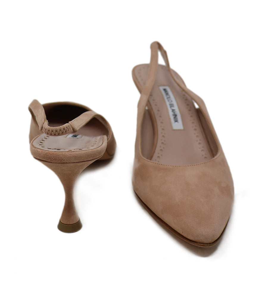 Manolo Blahnik Neutral Suede Slingbacks 2