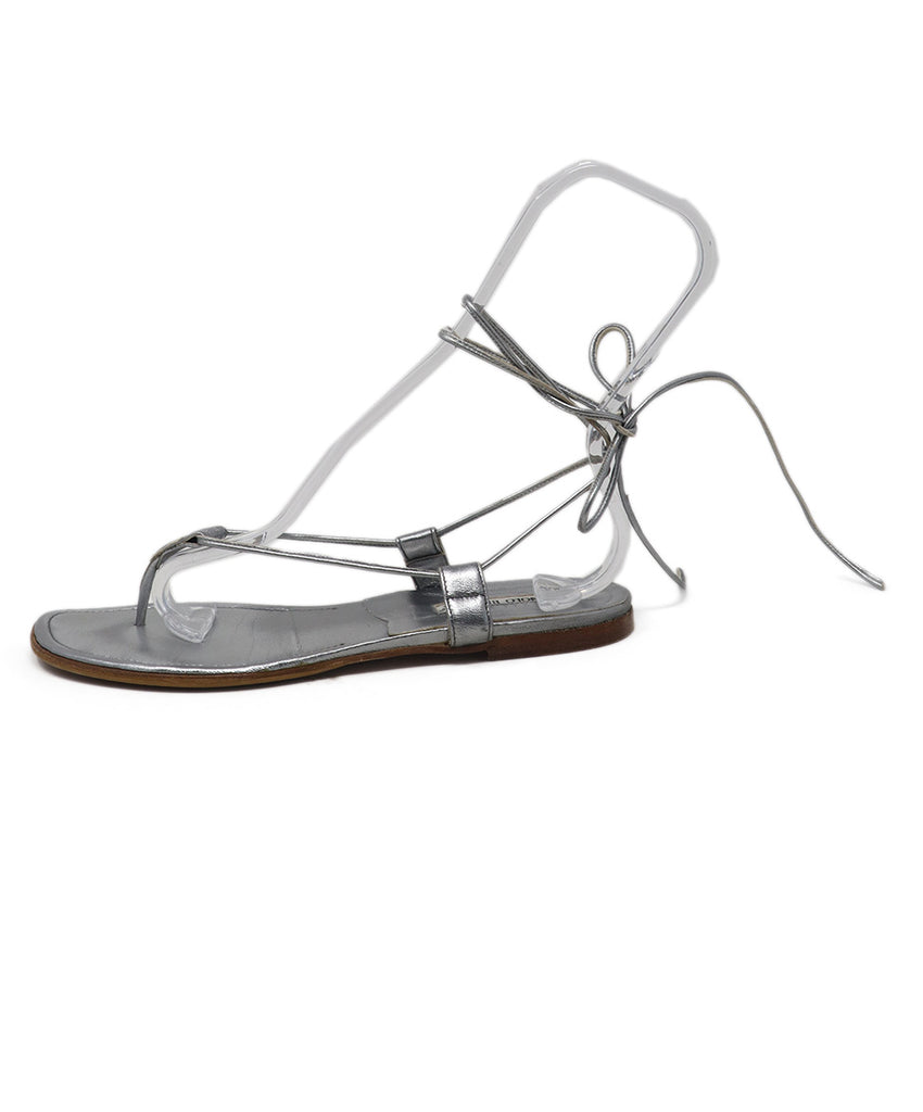 Manolo Blahnik Silver Leather Sandals 1