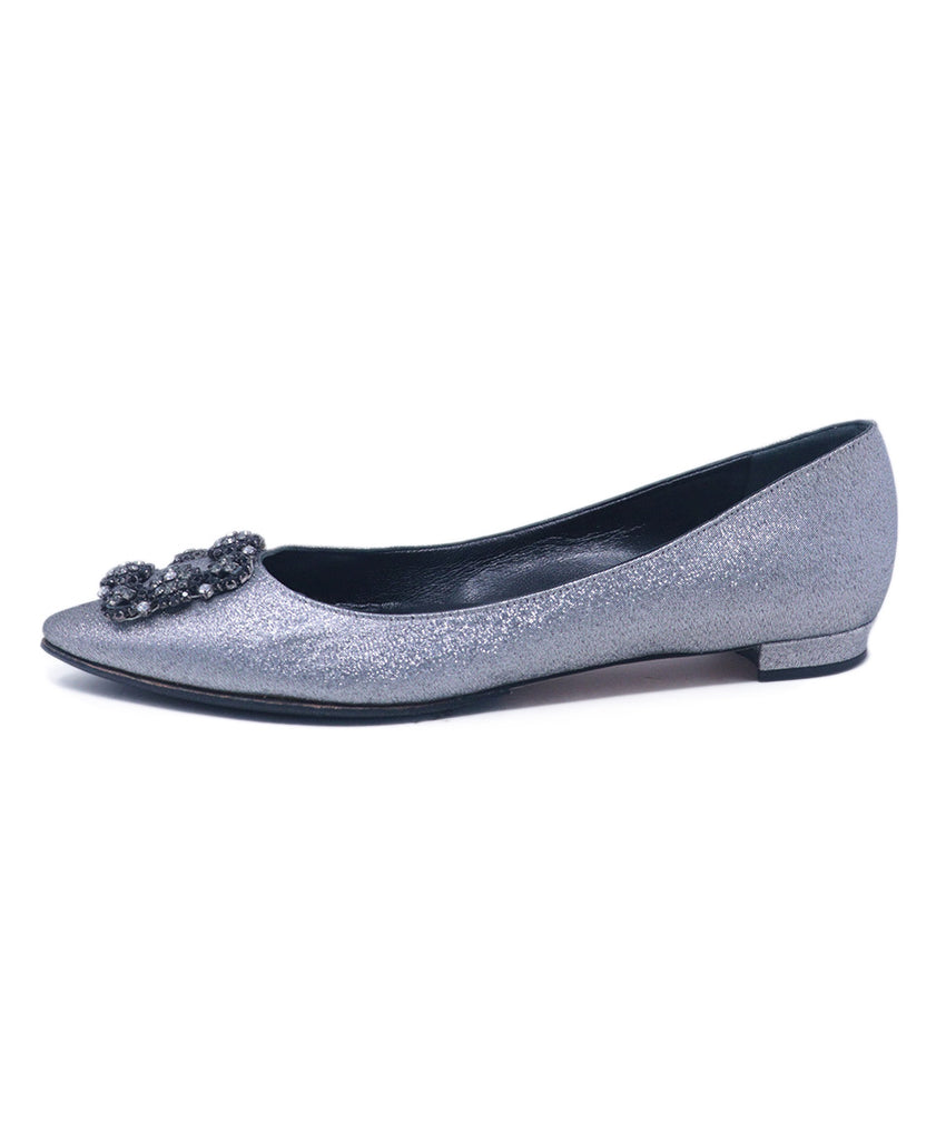 Manolo Blahnik Silver Rhinestone Flats 1