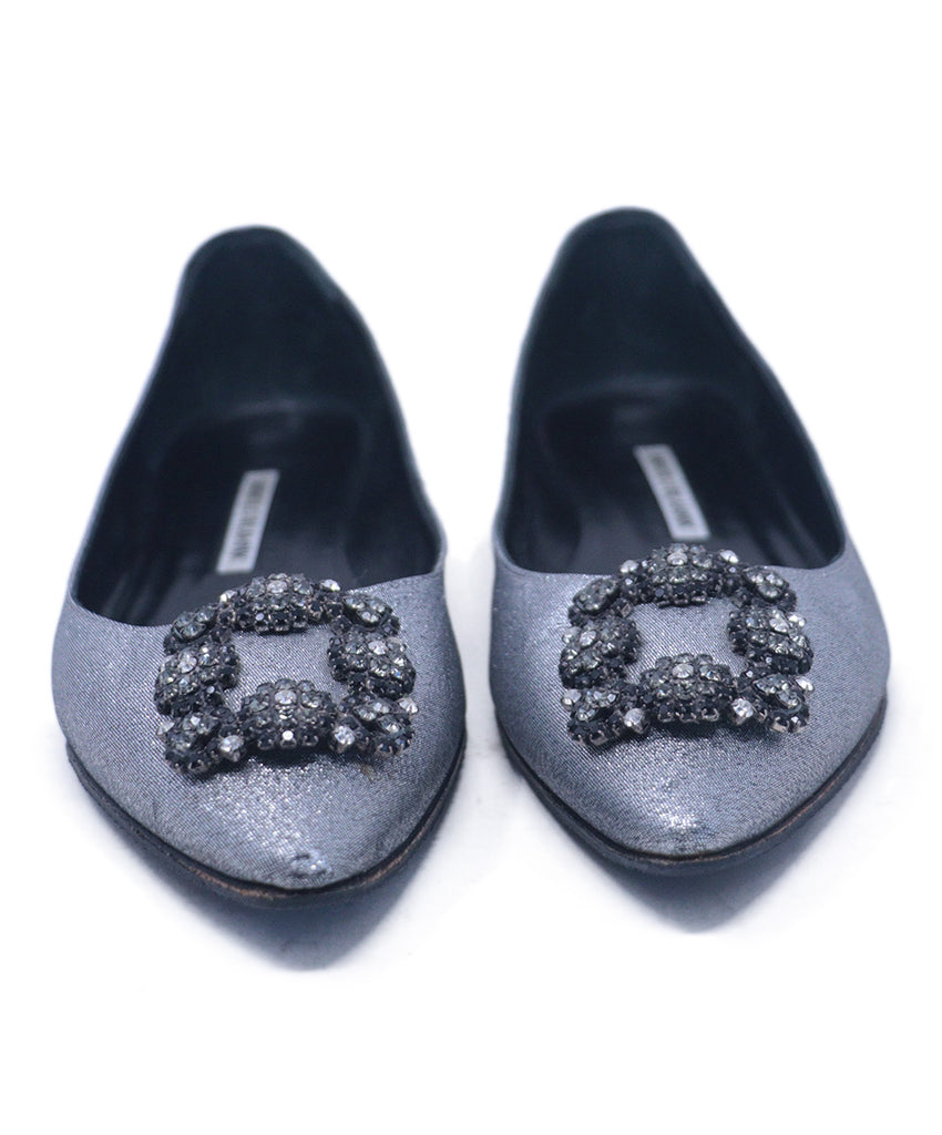 Manolo Blahnik Silver Rhinestone Flats 3