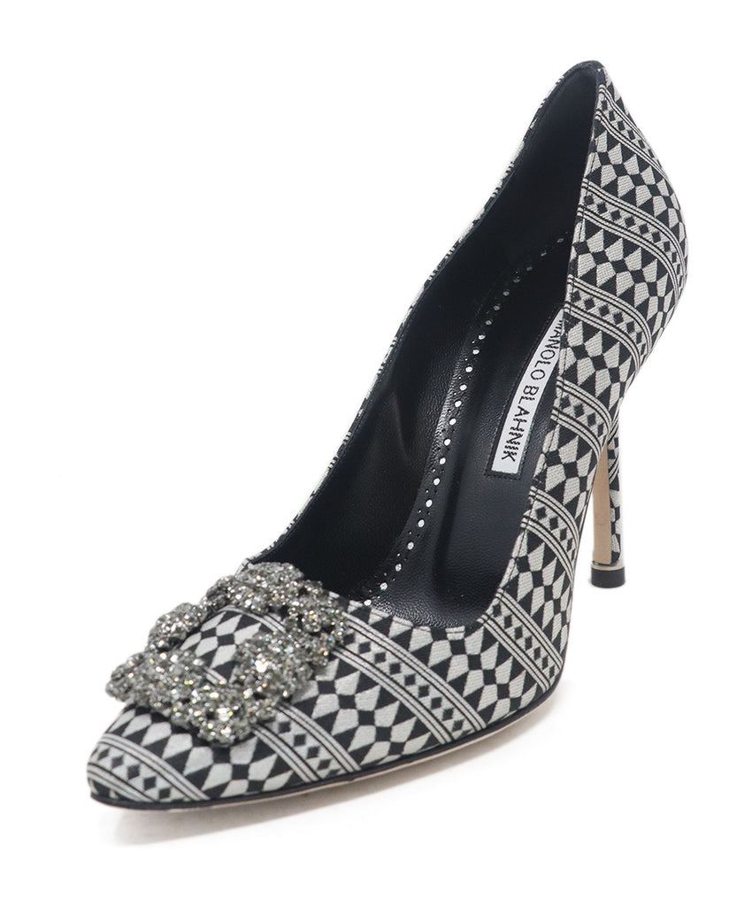 Manolo Blahnik Black & Silver Rhinestone Heels 