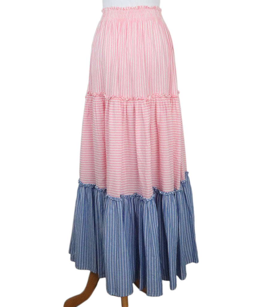 Manoush Pink & Blue Striped Long Skirt 2