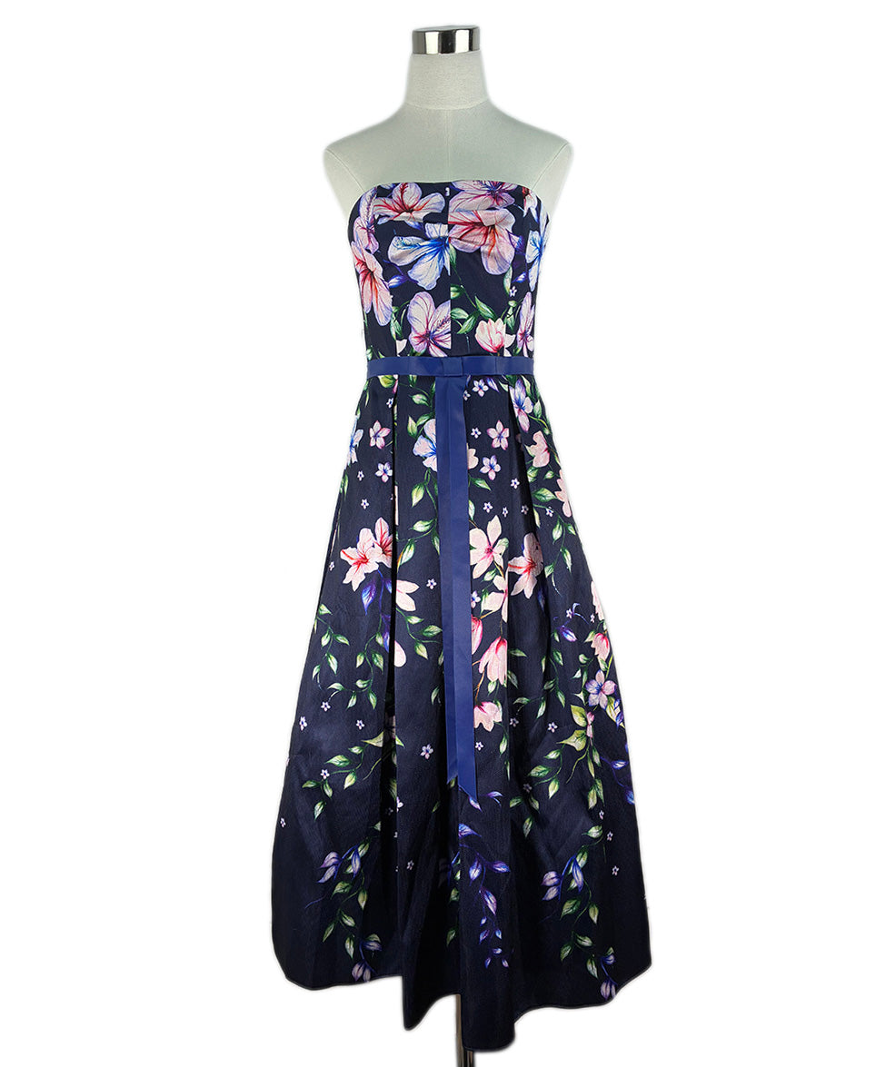 Blue / 2 Marchesa Strapless Floral Long Dress sz 2