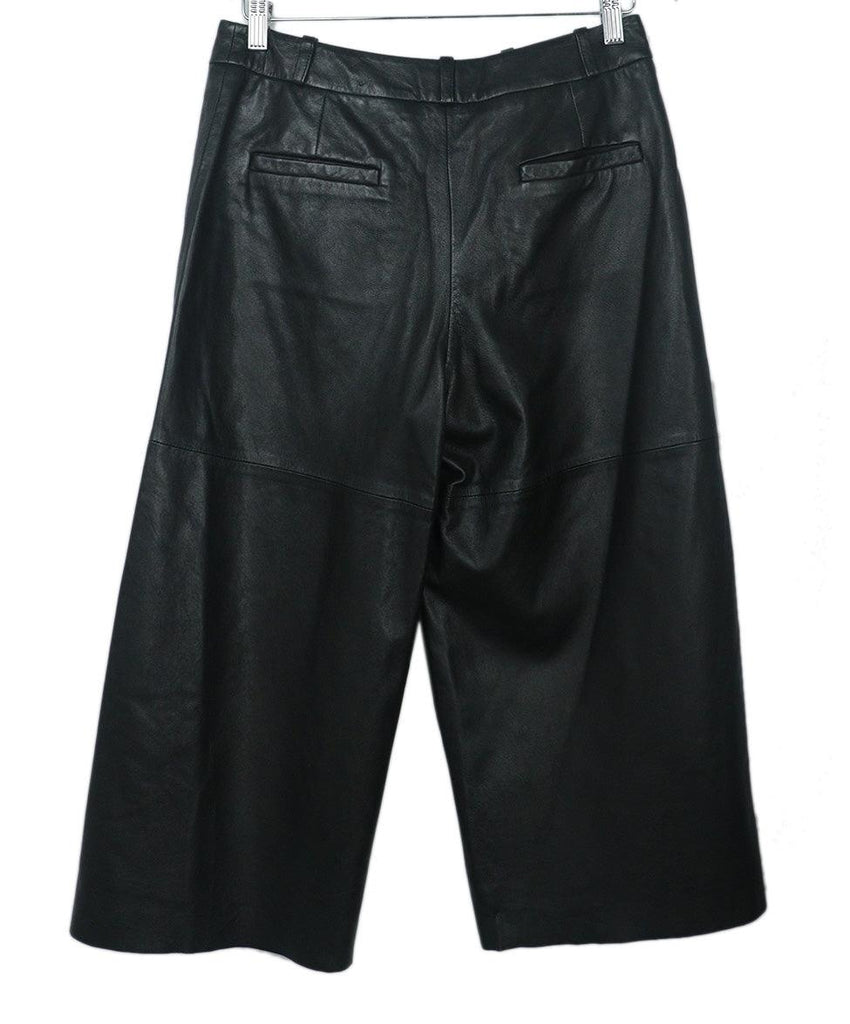 Max Mara Black Leather Cropped Pants 1