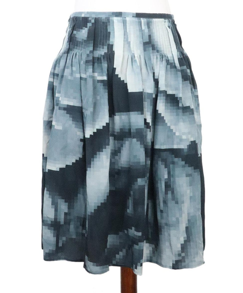 Max Mara Navy Print Silk Skirt 