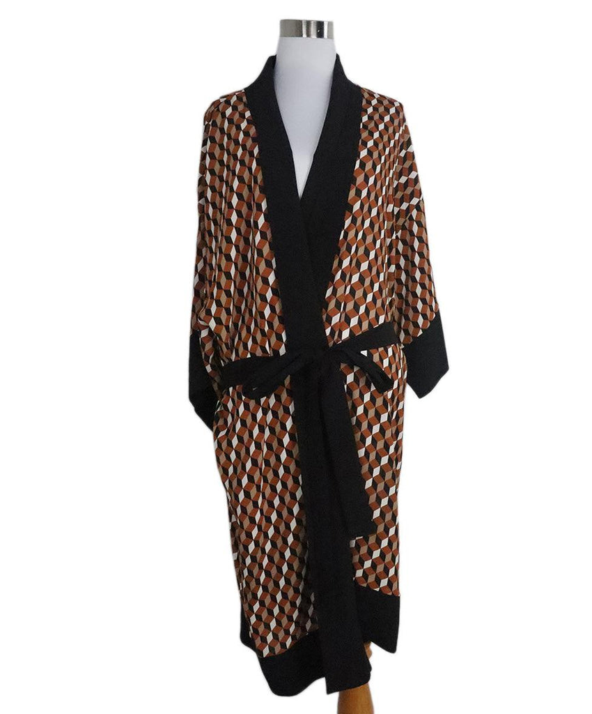 Michael Kors Brown & Black Print Silk Cardigan 