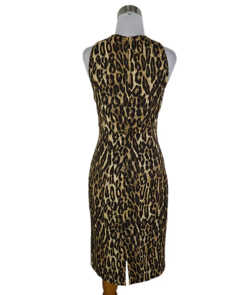 black long sleeve michael kors leopard sheath dress Michael Kors Brown Leopard Rayon Dress sz 6
