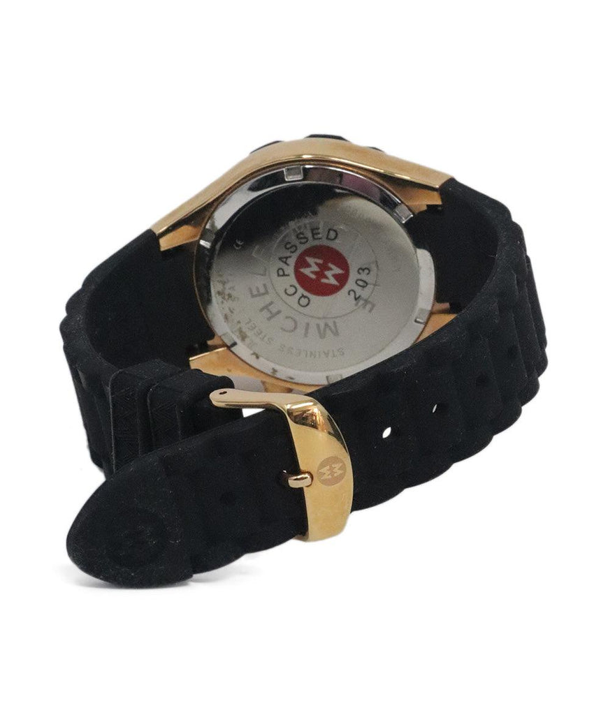 Michele Black Rubber & Rose Gold Watch 1