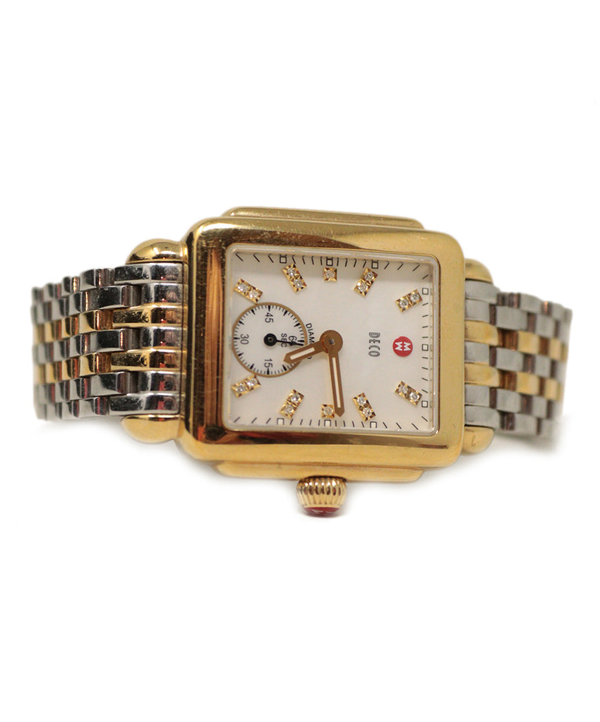 Michele Deco Mid Two-Tone Diamond Dial Watch 