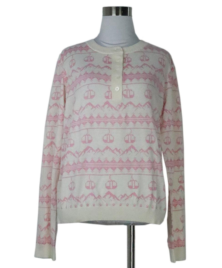 Pink & White Print Cotton Sweater 