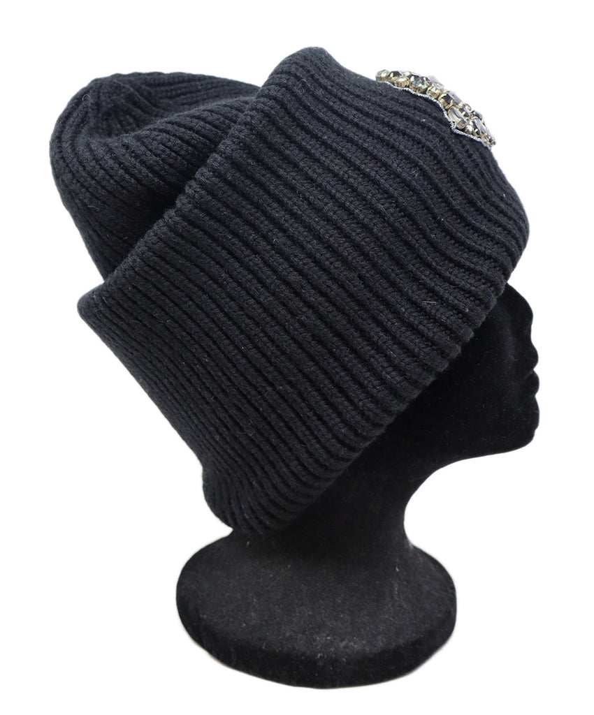 Moncler Black Wool Rhinestone Hat 1