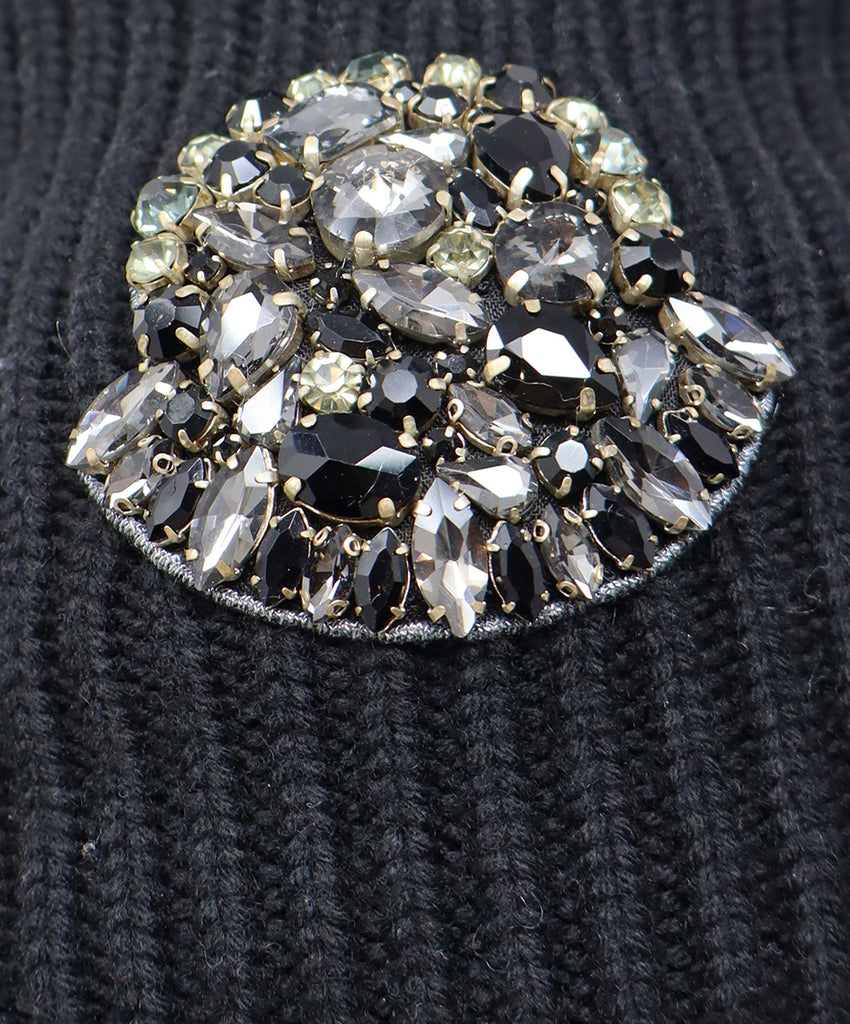 Moncler Black Wool Rhinestone Hat 4