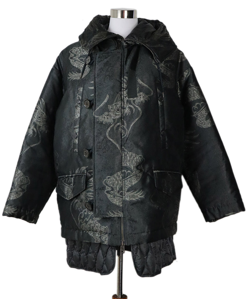 Moncler Charcoal Grey Print Down Coat 