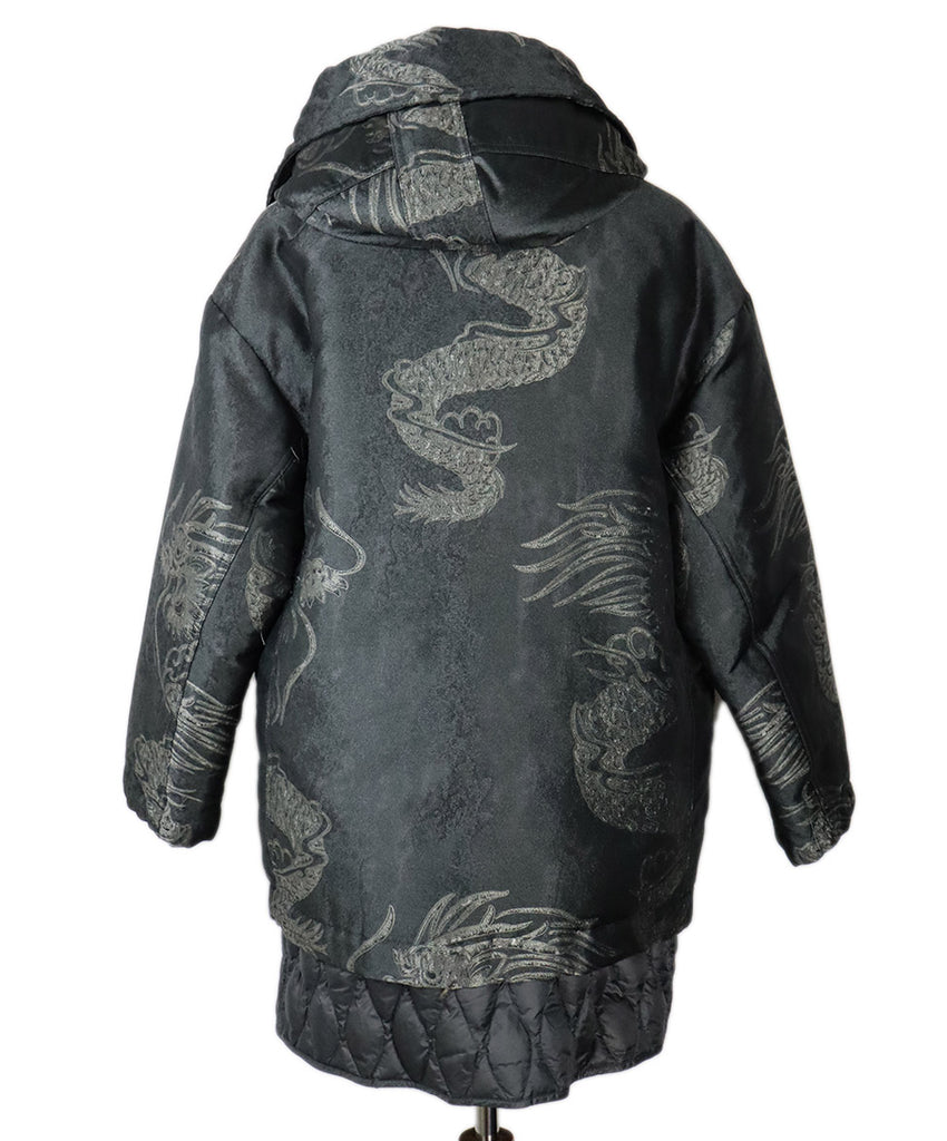 Moncler Charcoal Grey Print Down Coat 2