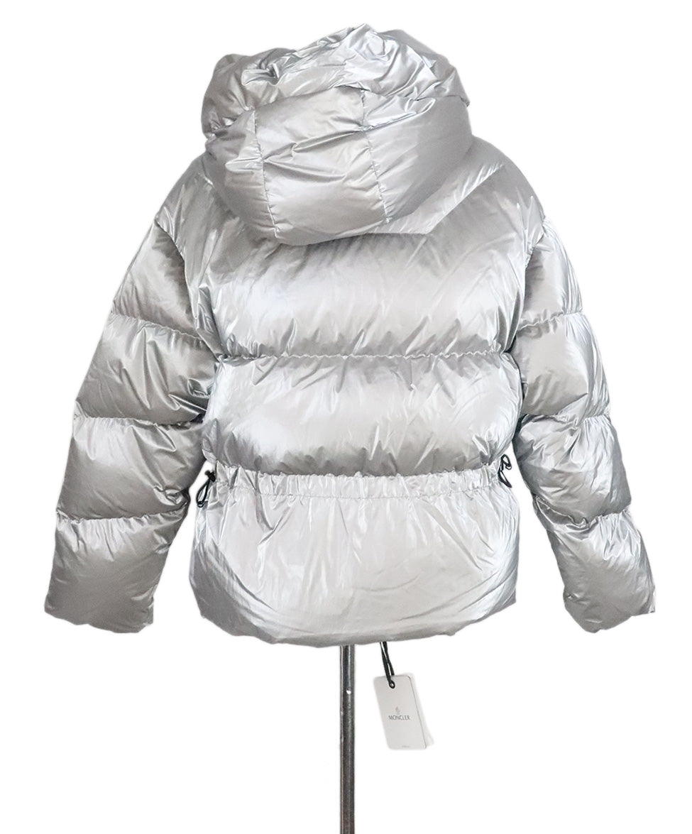 Silver Down Jacket  OFF-WHITE Silver Down Puffer Jacket with Hood