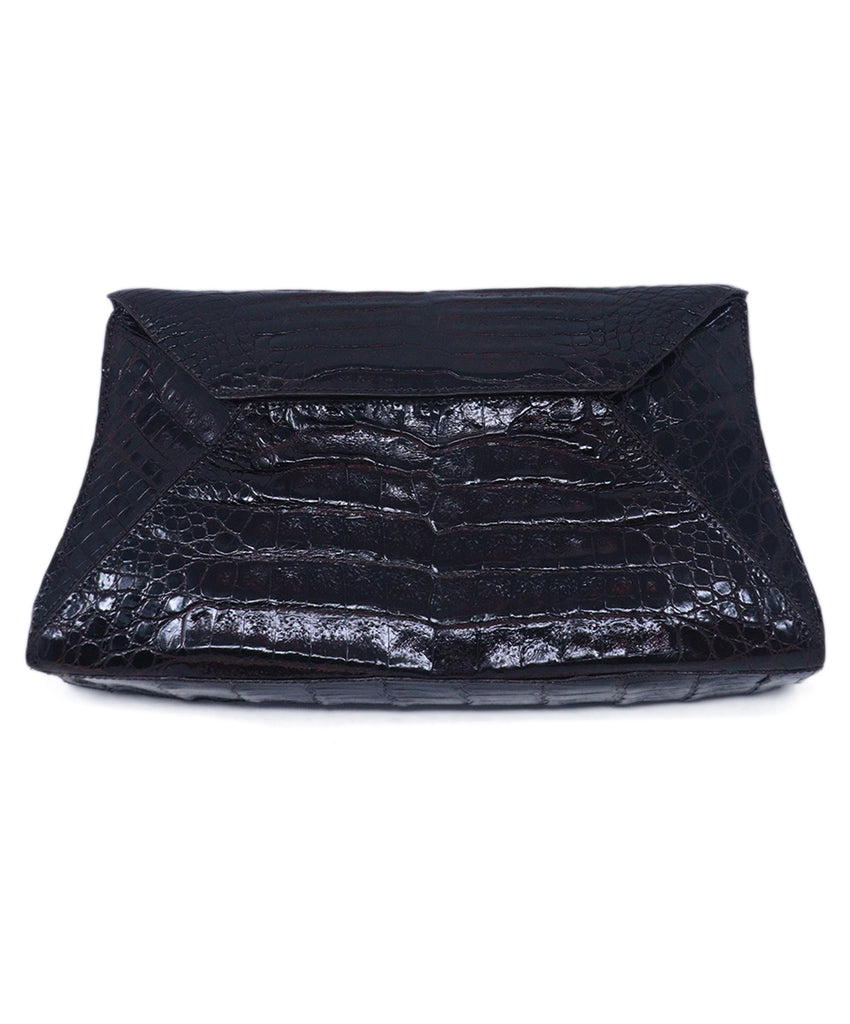 Nancy Gonzalez Brown Crocodile Clutch 