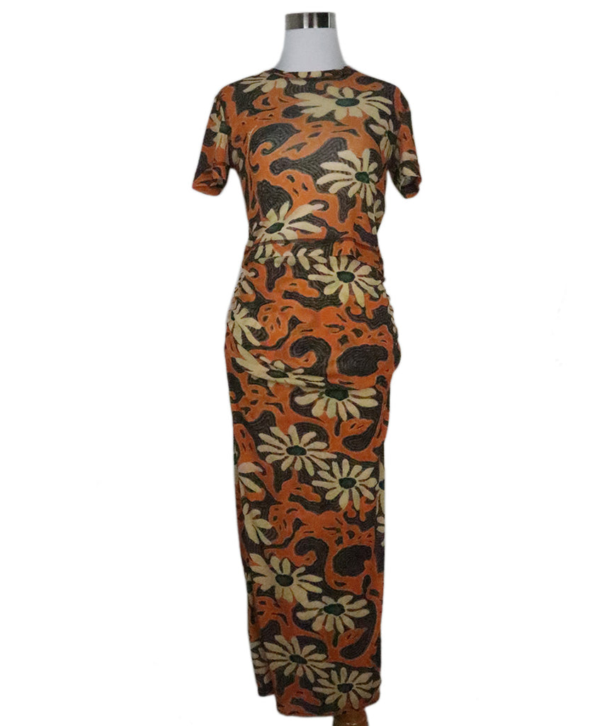 Nanushka Orange & Brown Mesh Skirt Set 