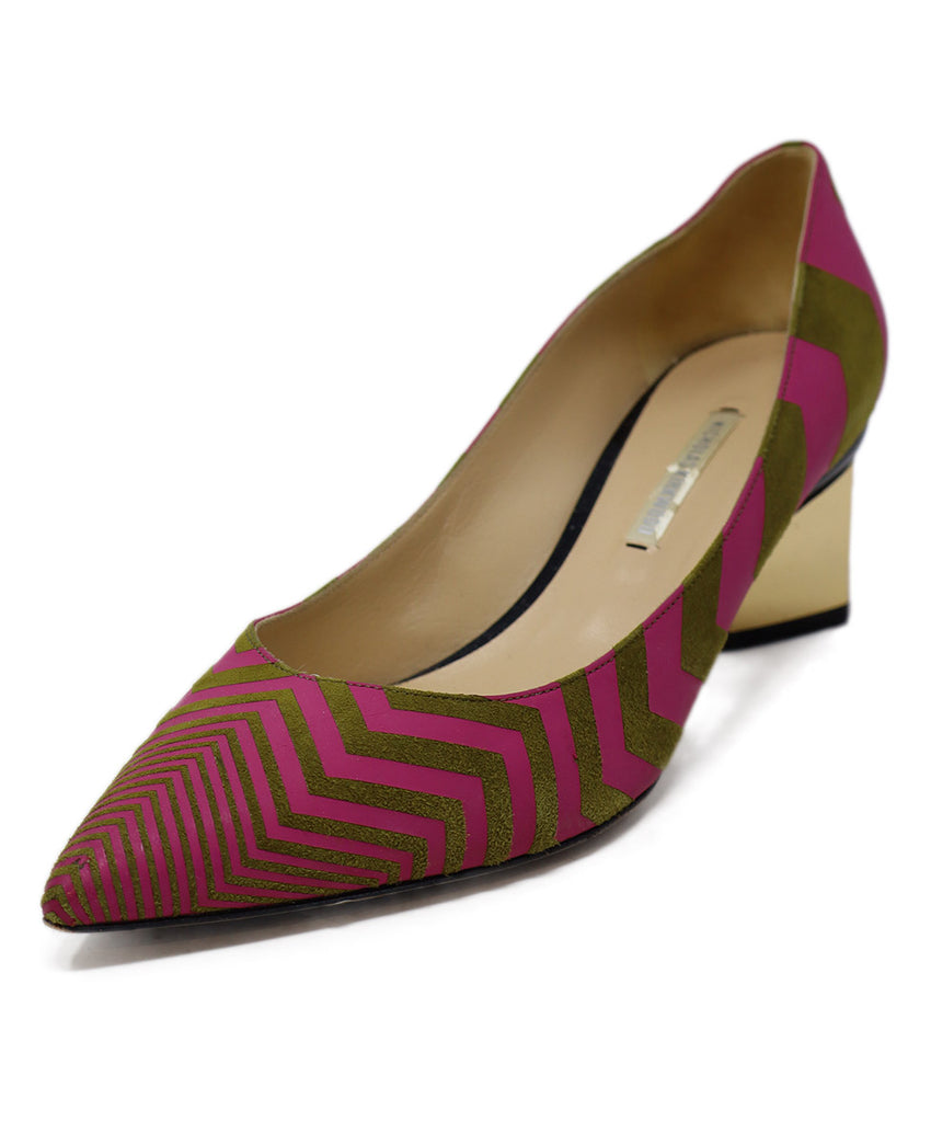 Nicholas Kirkwood Pink & Olive Leather Heels 